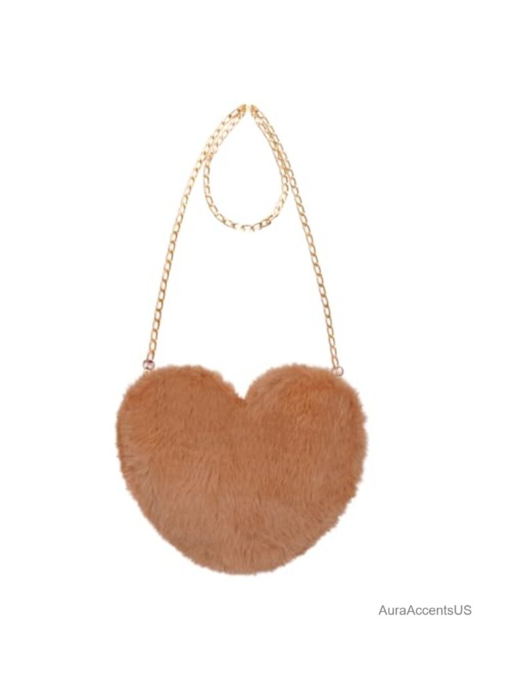 Heart Shaped Faux Fur Clutch Purse Fluffy Crossbody Shoulder Bag